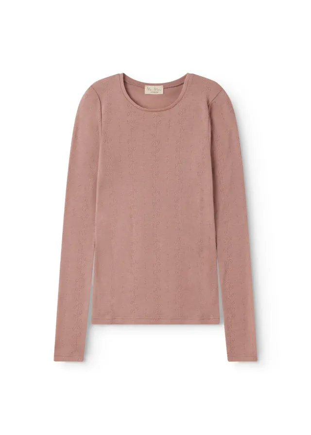 MarMar Tamra W Uld T-shirt Burnt Rose pointelle