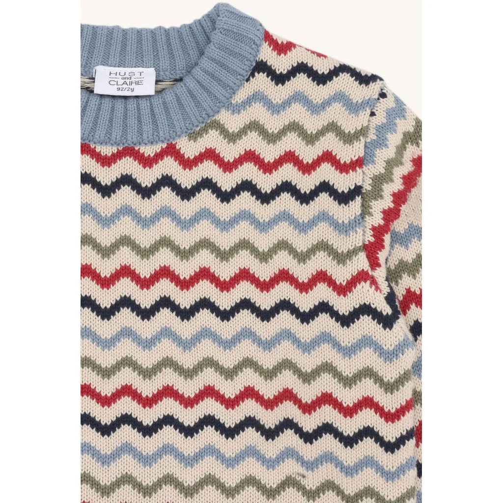 Hust & Claire HCPelle Stripes pullover Sandshell stribet