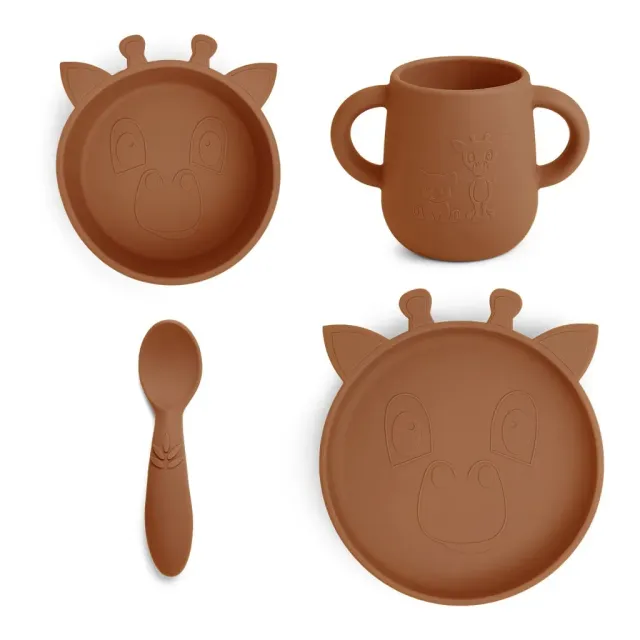 nuuroo Lykke servicesæt 4 stk caramel café silikone