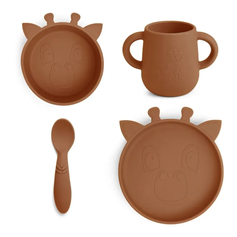 nuuroo Lykke servicesæt 4 stk caramel café silikone
