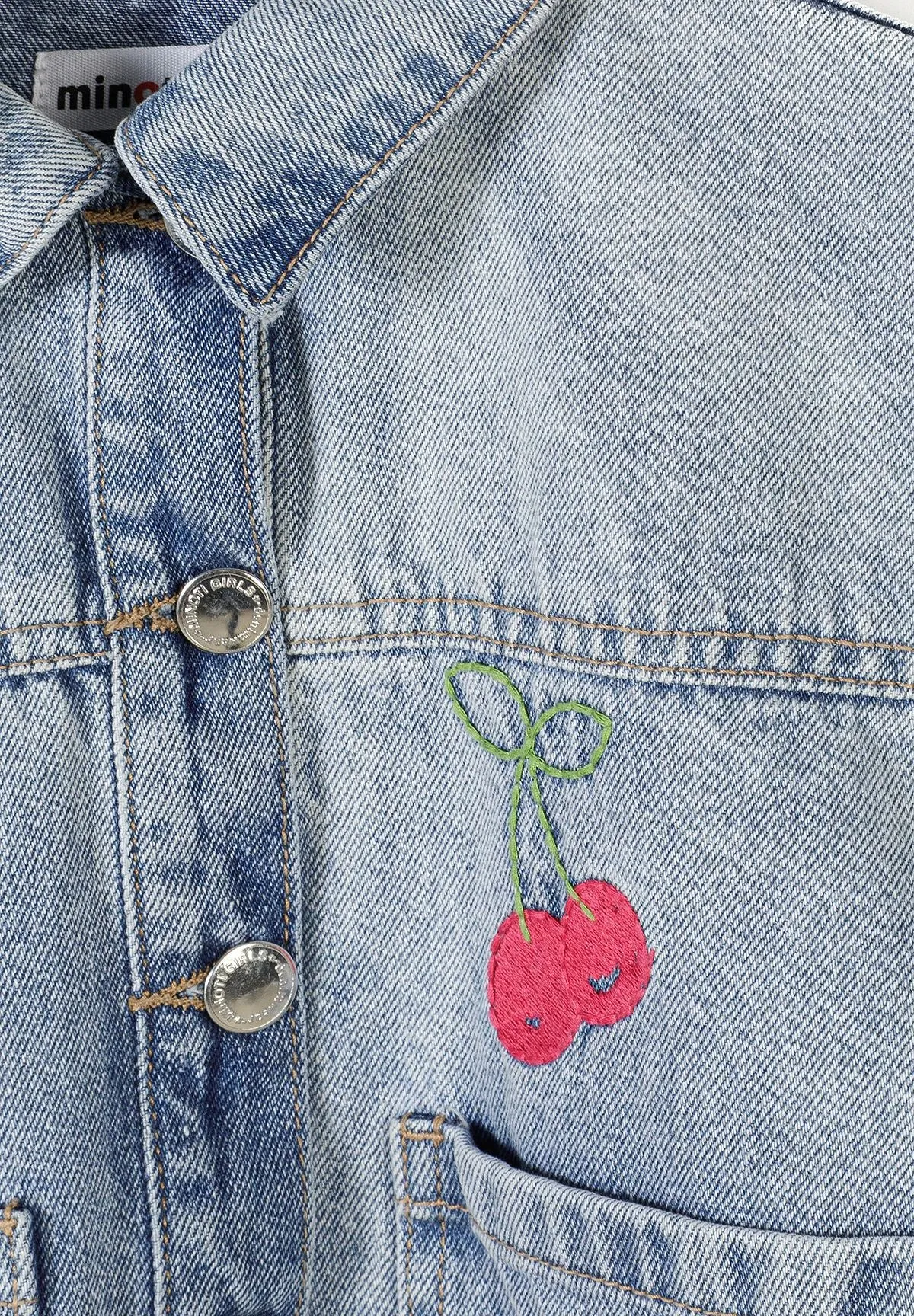 Minoti 44675 denimjakke til piger lyseblå