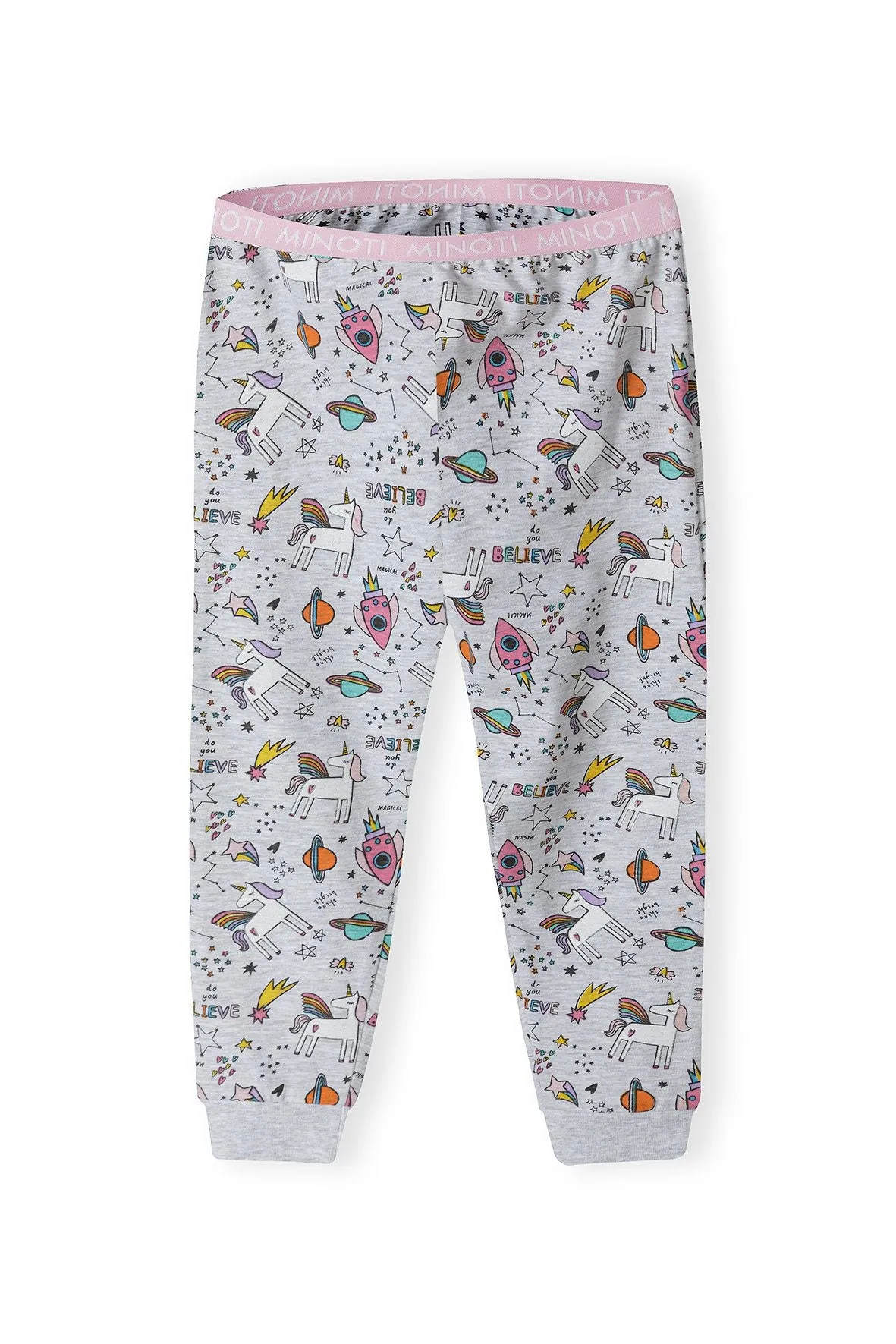 Minoti 39875 pyjamas grå enhjørning bomuld