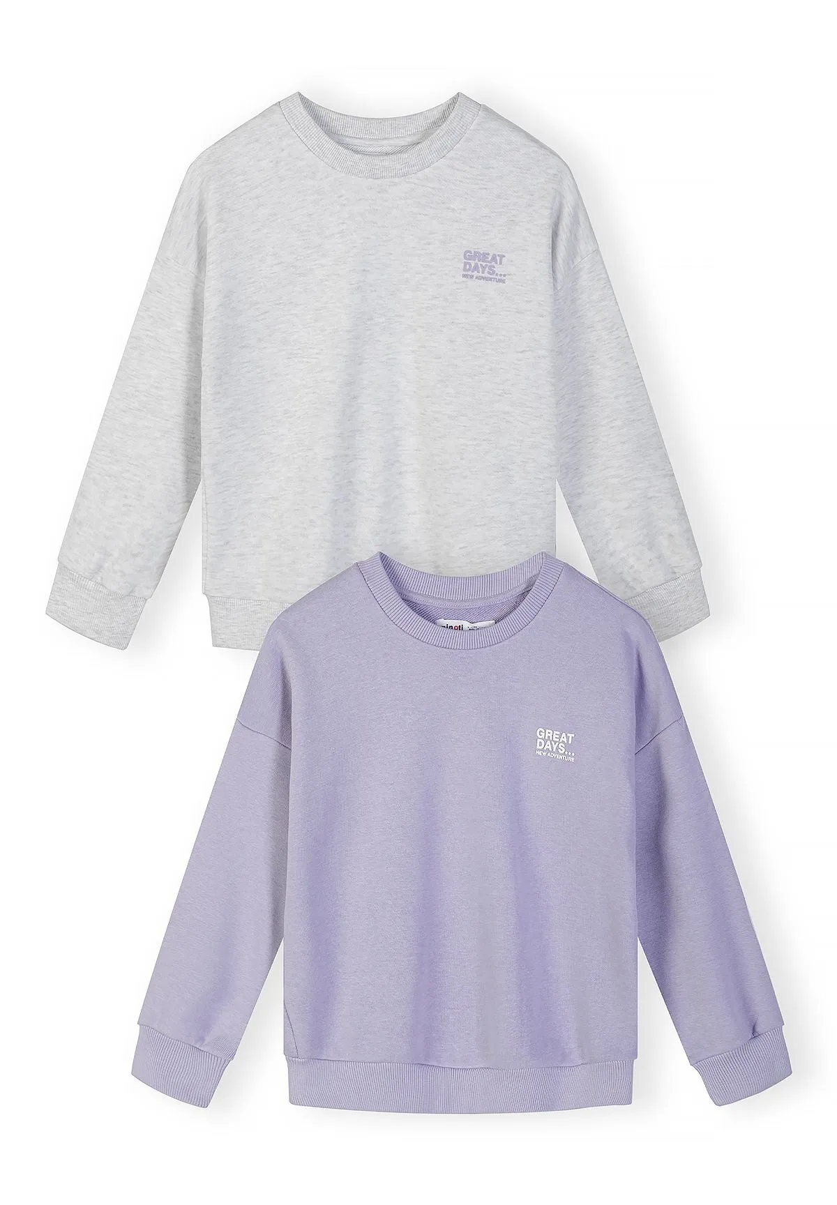 Minoti sweatshirt 2-pak lilla og grå bomuld