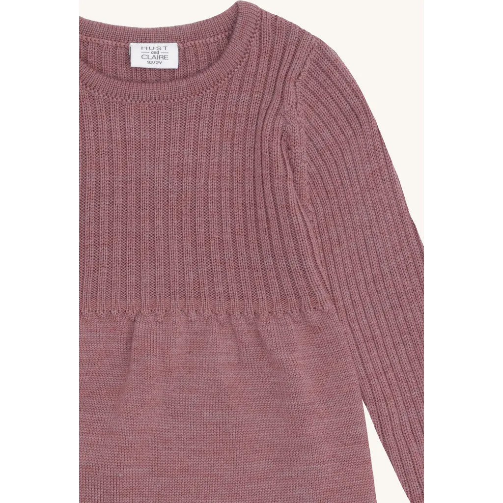 Hust & Claire Duri strikkjole Pale Mauve merinould