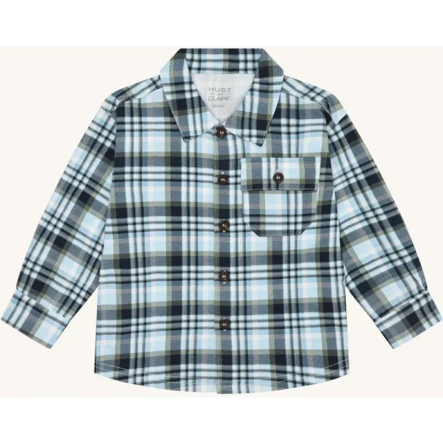 Hust & Claire Ravn Fall Check skjorte iron blue bomuld