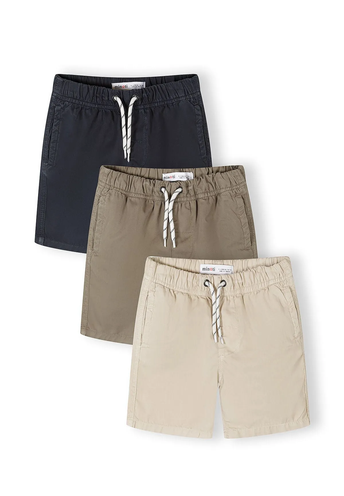 Minoti 44929 shorts 3-pak beige navy oliven 128
