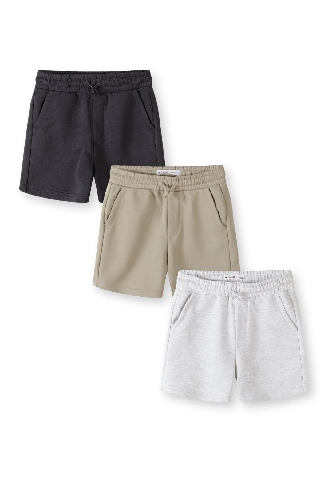 Minoti 44772 shorts dreng grå 3-pak strik