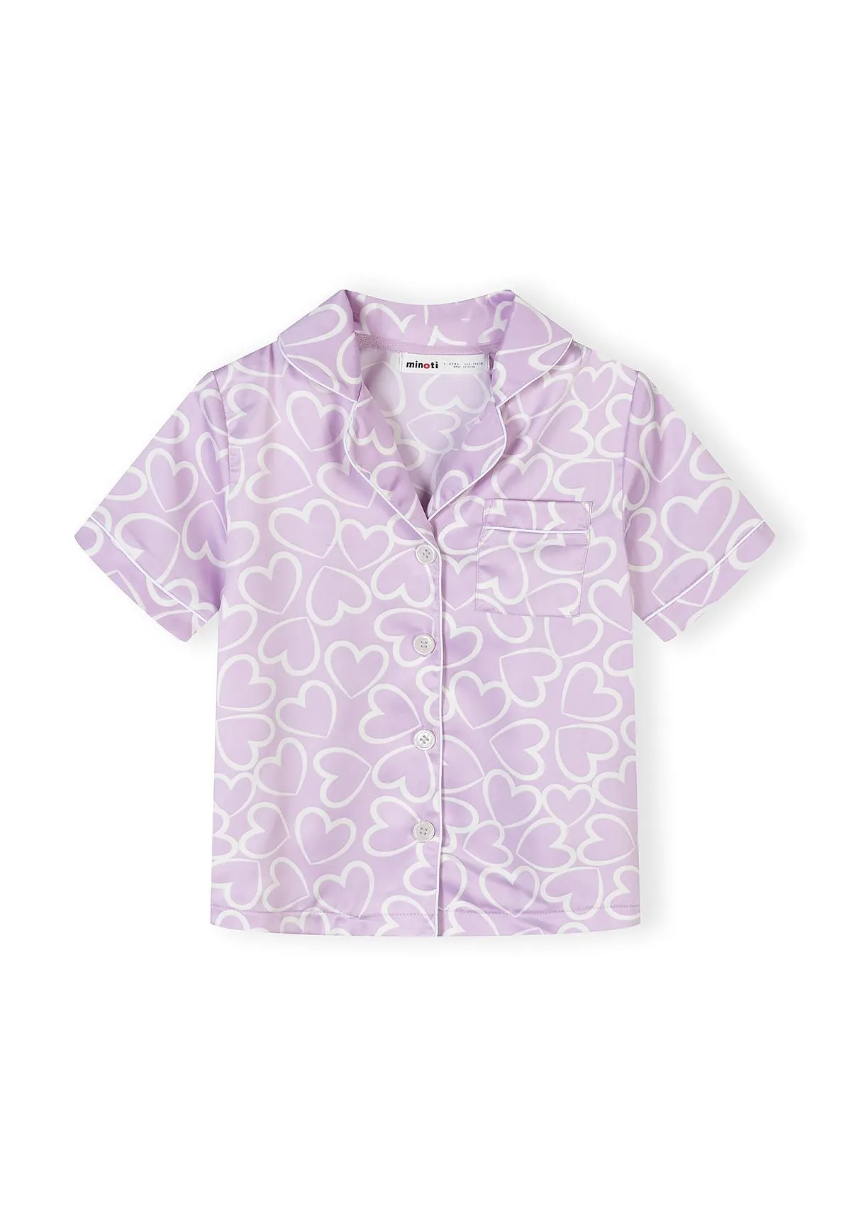 Minoti 44910 pyjamas satin lilla hjerte shorts