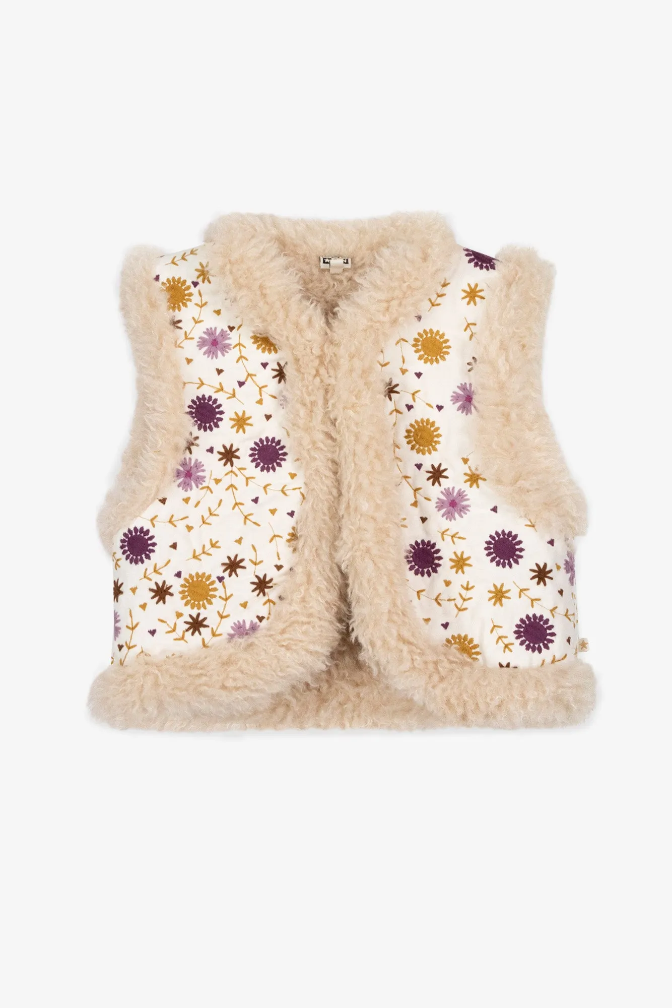 Bonton Maya Milk vest broderet sherpa