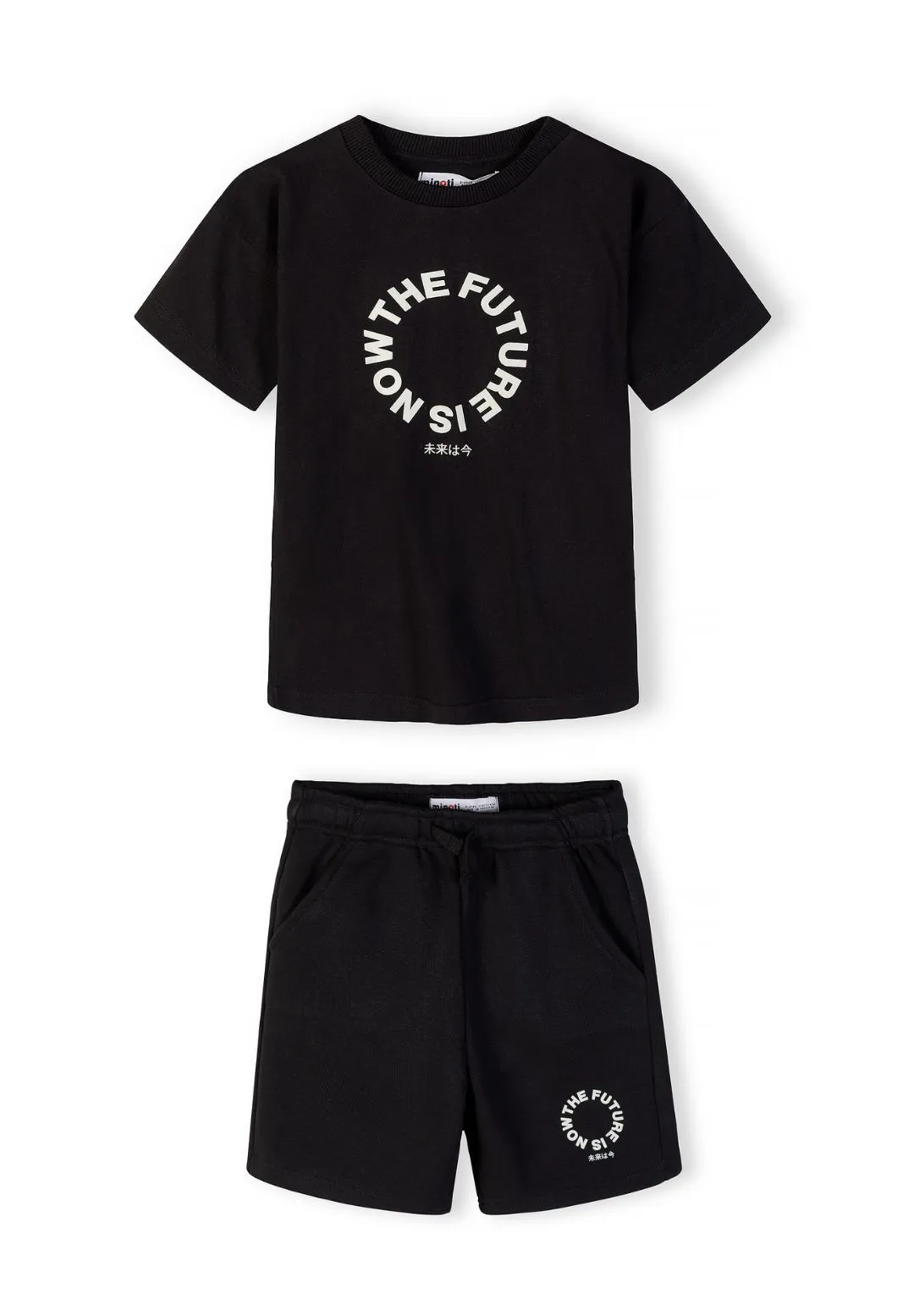 Minoti 44793 saet T-shirt shorts sort bomuld