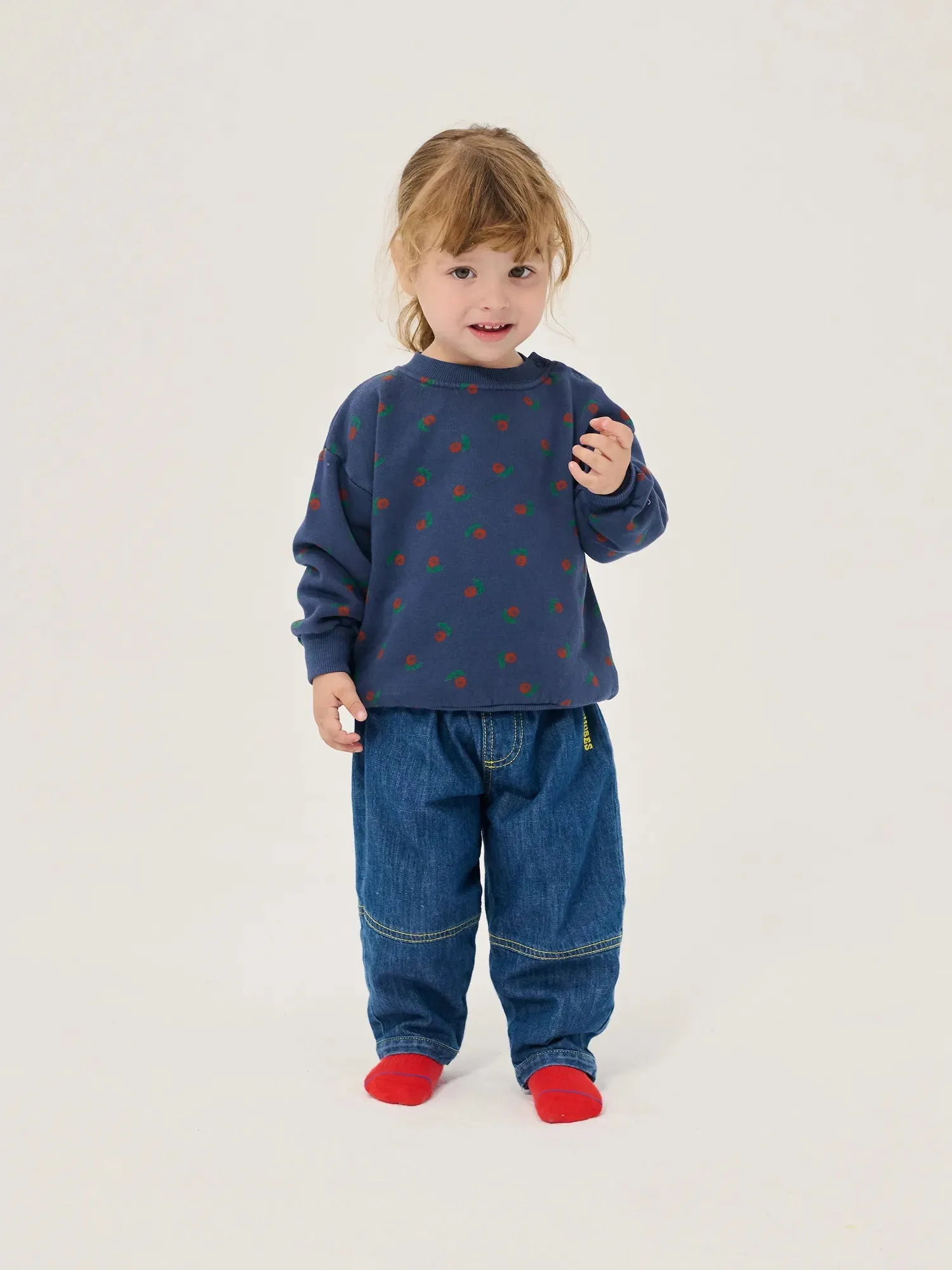 Bobo Choses Stamp Bloom all over sweatshirt navy 12M bomuld