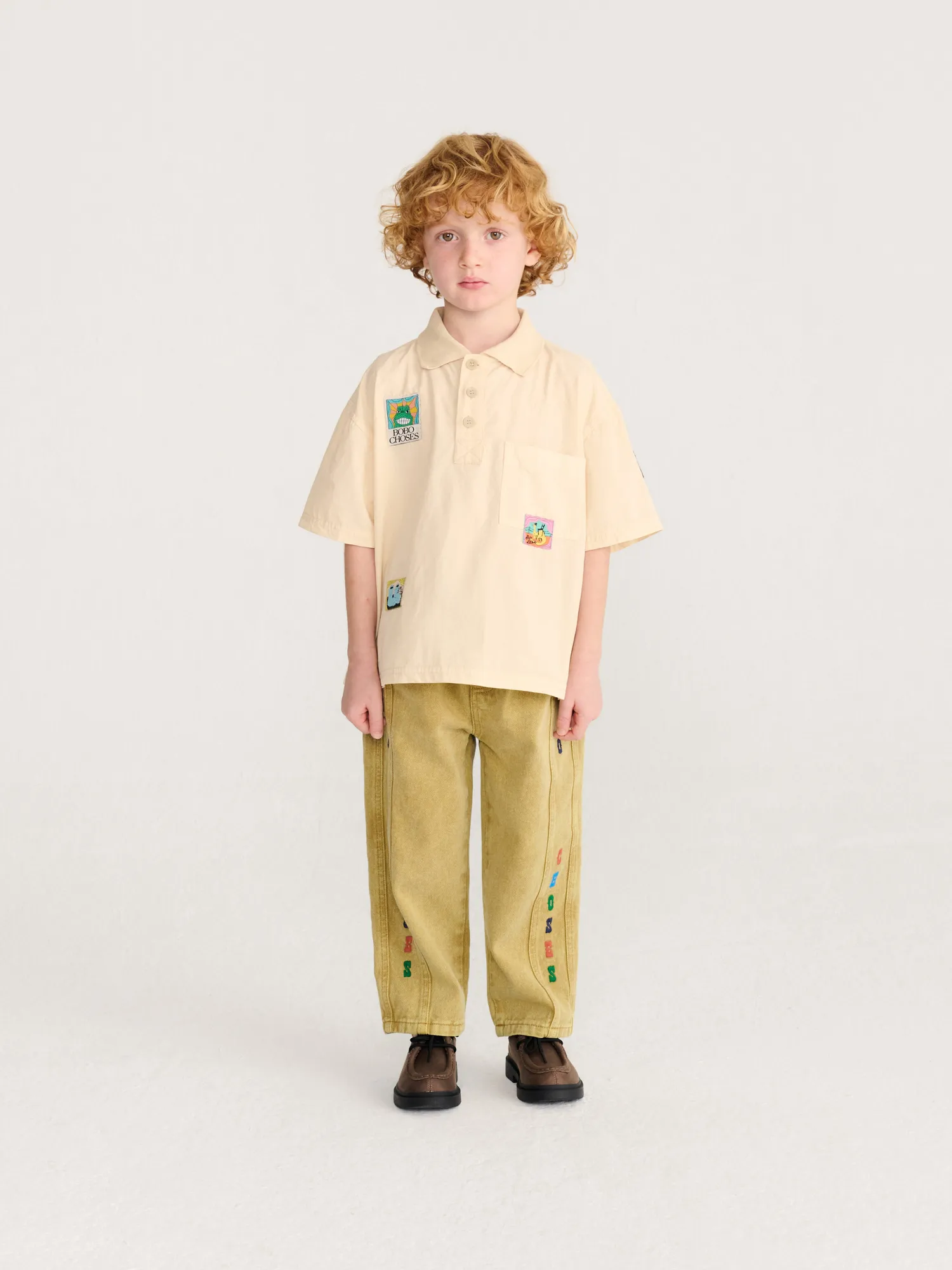 Bobo Choses Bobo Labelled Boxy Skjorte Offwhite Økologisk Bomuld