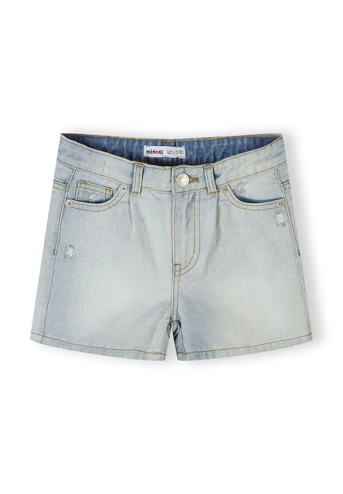 Minoti 44939 jeansshorts til piger blå 2-pak high waist