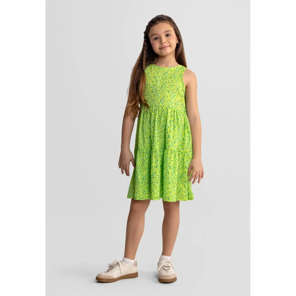 Minoti 44639 kjole grøn blomstret jersey