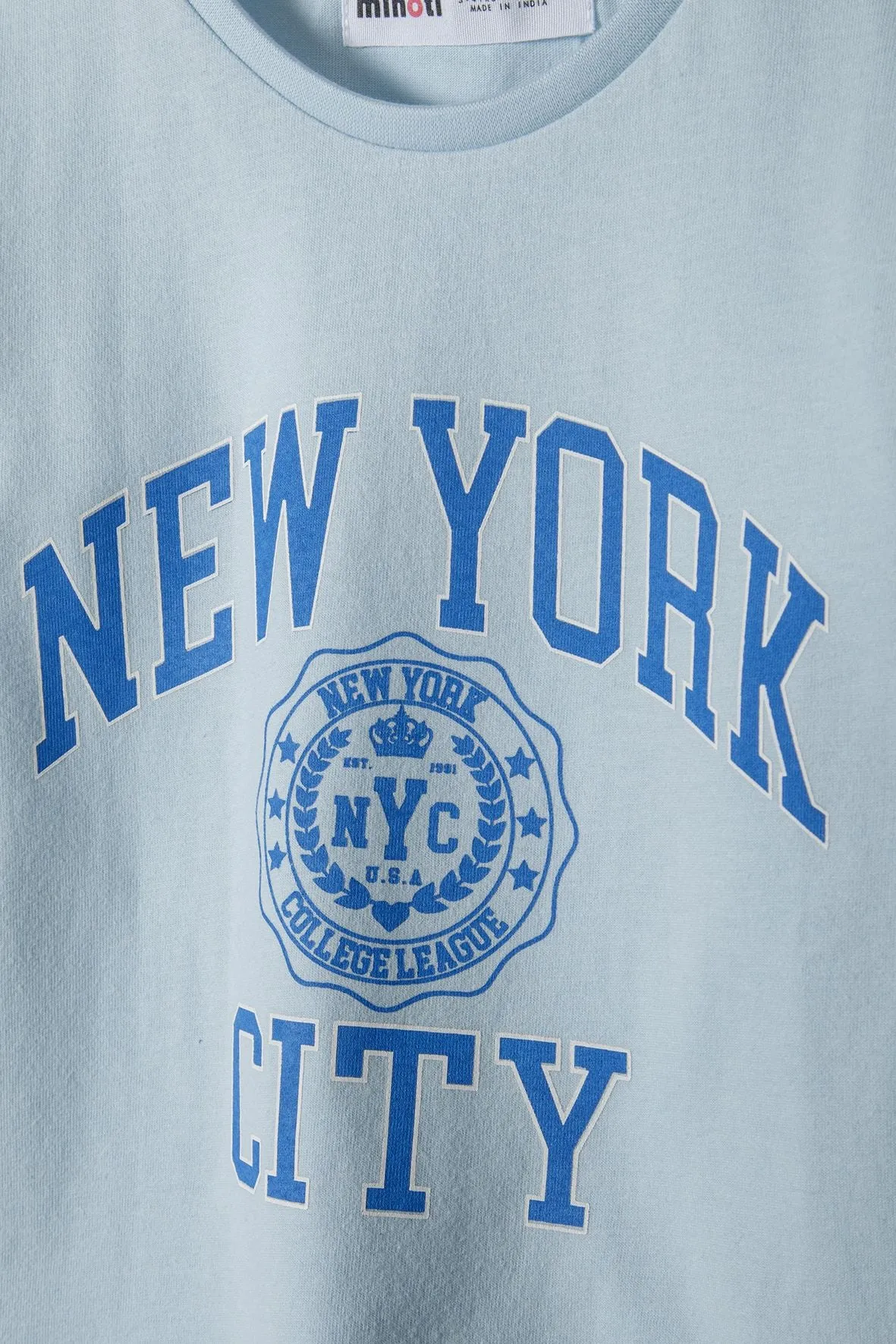 Minoti langærmet t-shirt lyseblå NYC bomuld