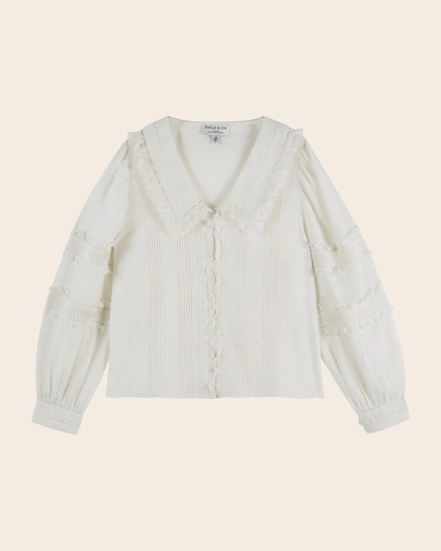 Emile et Ida Ecume bluse ecru blonde økobomuld