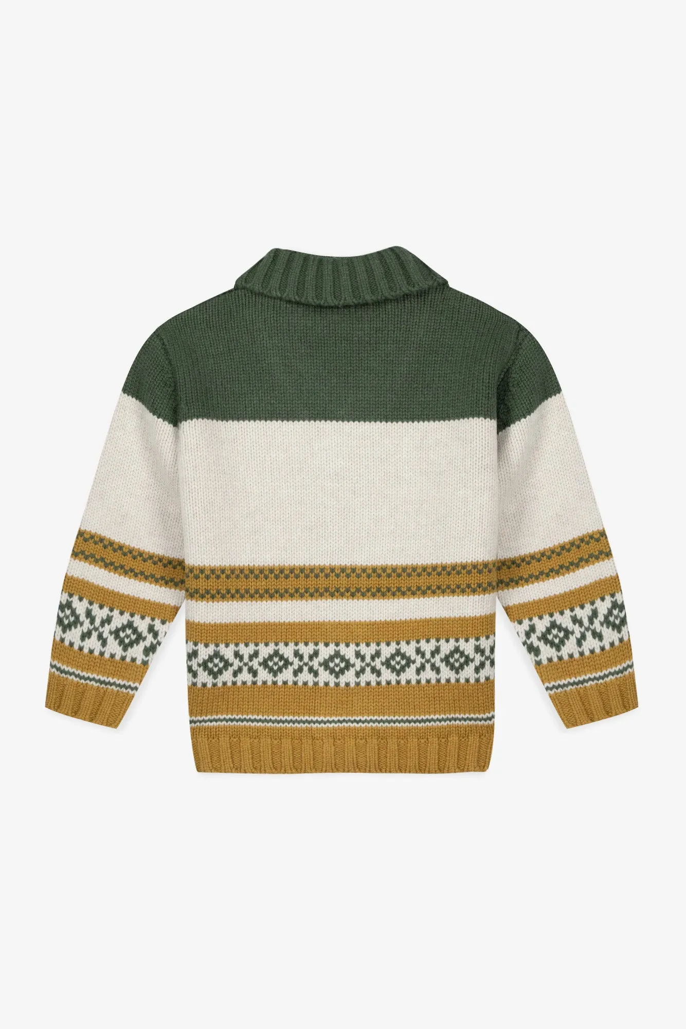 Bonton Polar cardigan kaki jacquard hjorte uld