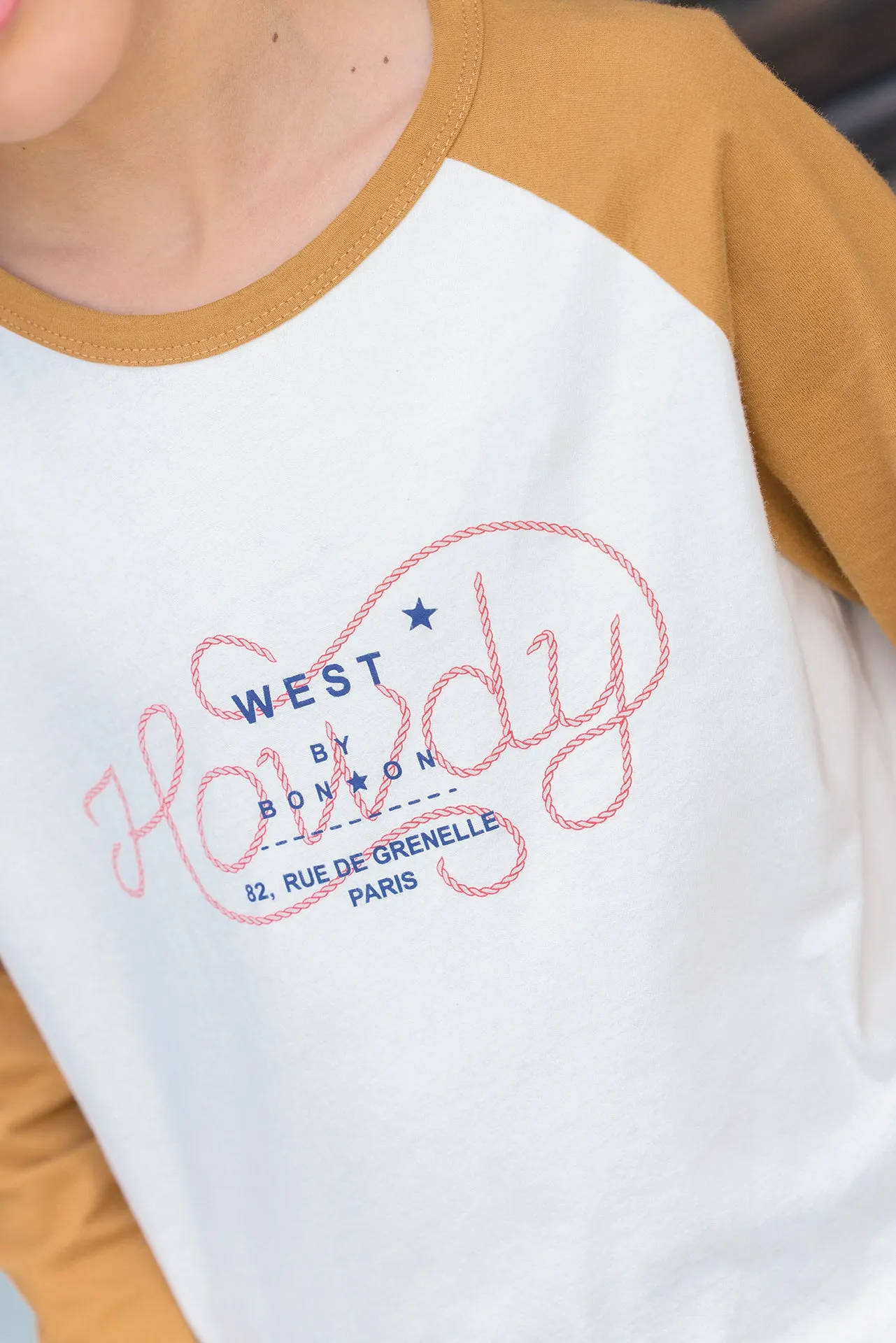 Bonton Tipi Howdy T-shirt langærmet brun 100% bomuld