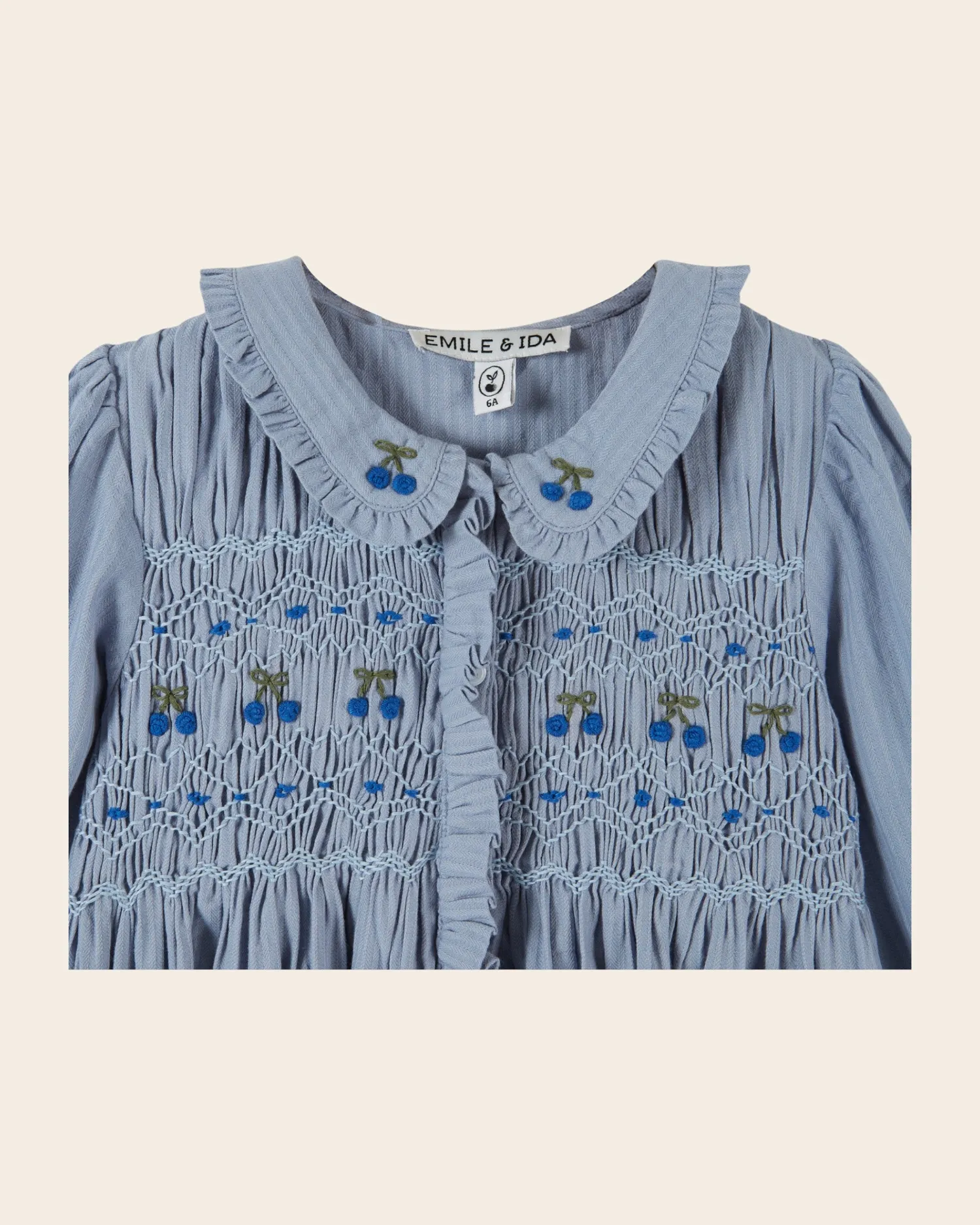 Emile et Ida Smockée cerises bluse blå