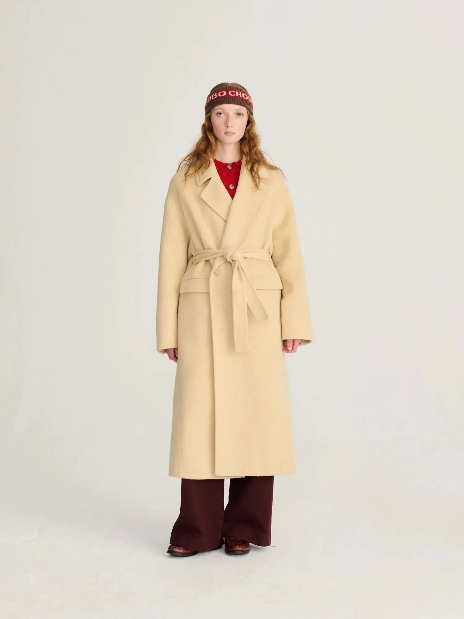 Bobo Choses All About Monsters Hand made wool coat frakke XS lysegul