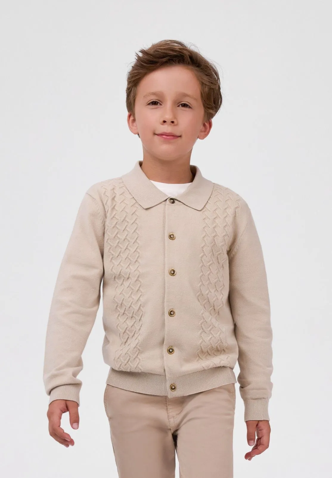 Minoti 45566 cardigan beige ternet drenge