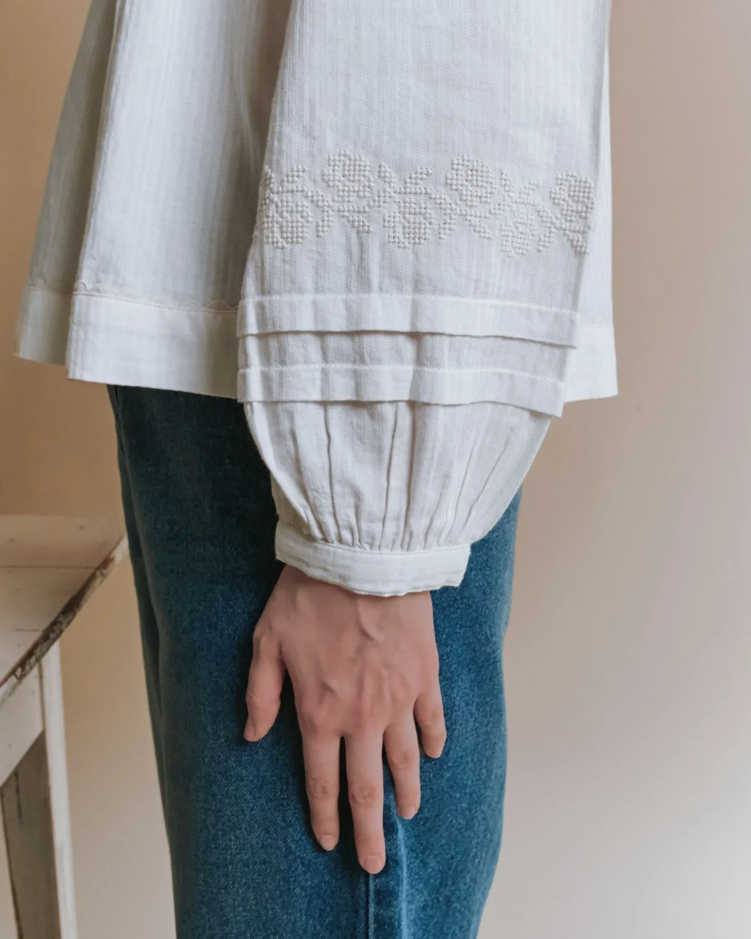 Emile et Ida Elena bluse ecru broderet