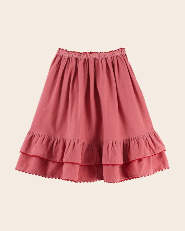 Emile et Ida Velours midi nederdel lyserød flæse