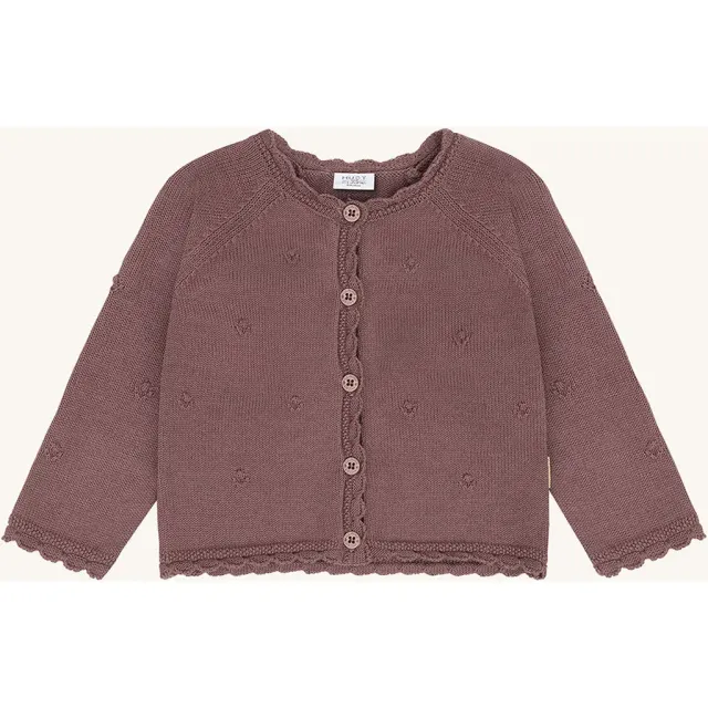 Hust & Claire Cilja Pointelle cardigan Plum økologisk bomuld