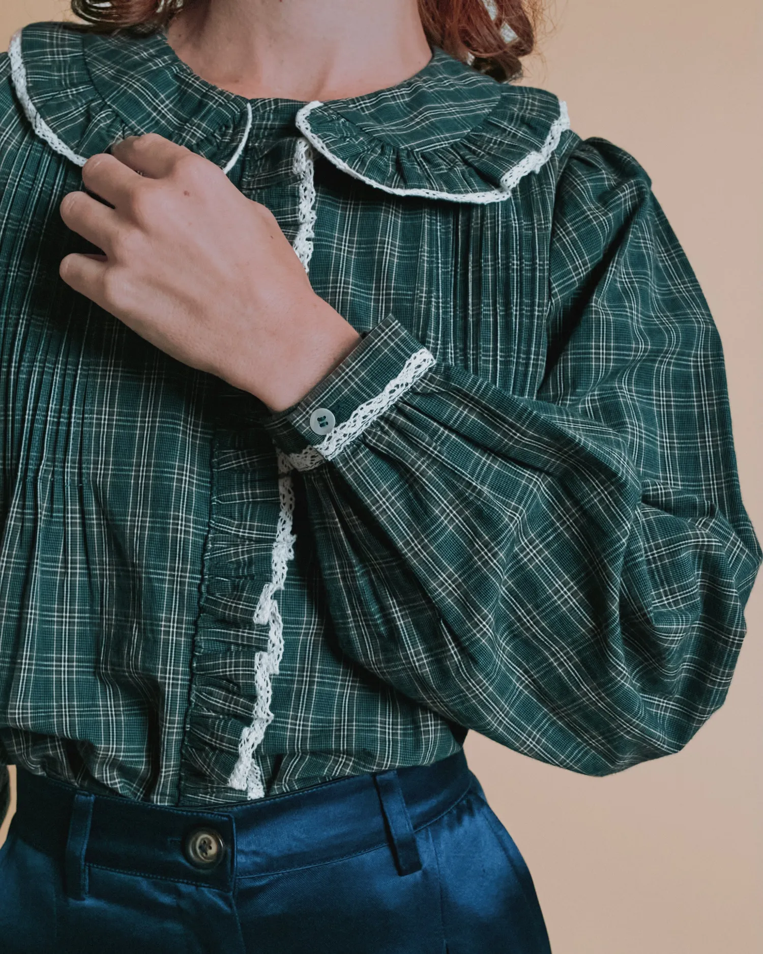 Emile et Ida Blouse Plissée Carreaux bluse grøn XXS-XL