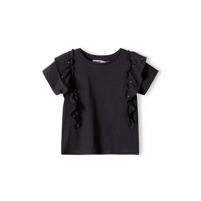 Minoti 38289 t-shirt til piger sort flæse perler