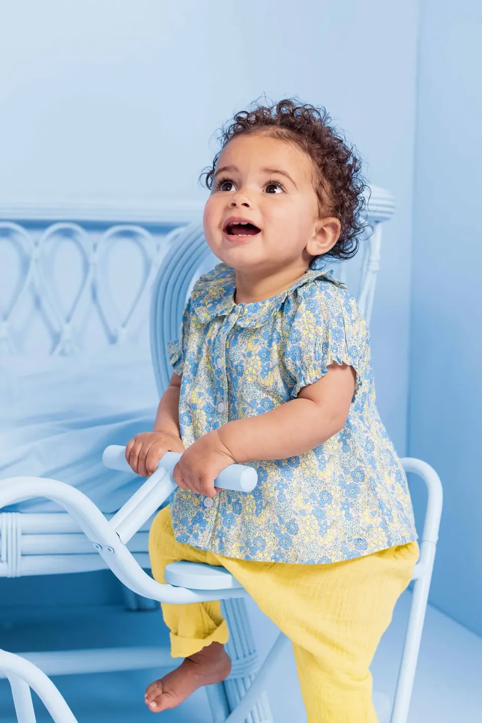 Bonton Aria skjorte blå blomstret bomuld baby