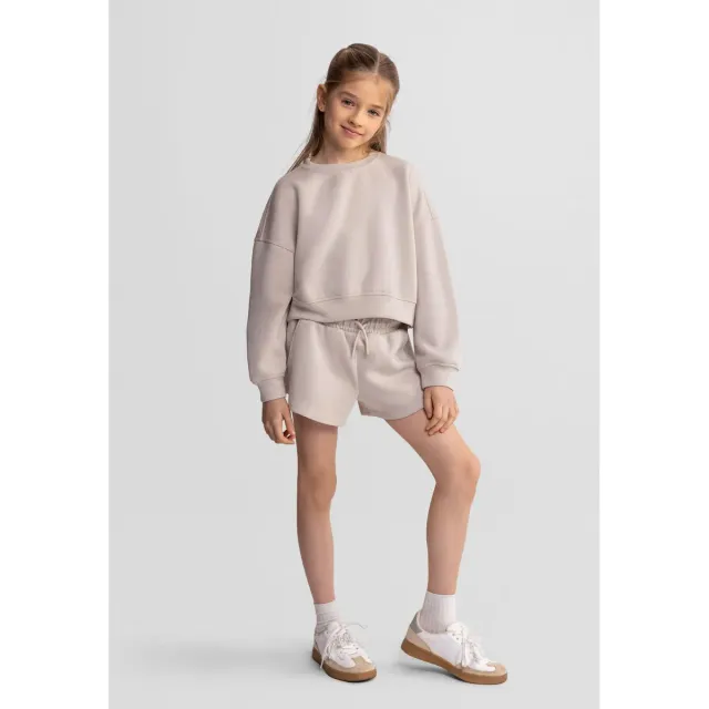 Minoti 44981 sweatshirt shorts sæt beige til kvinder