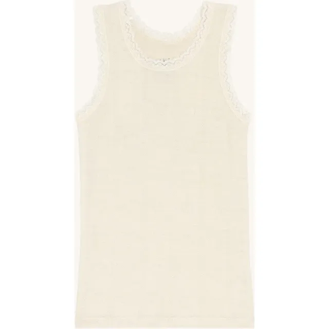 Hust & Claire Faith Pointelle top ivory uld bambus
