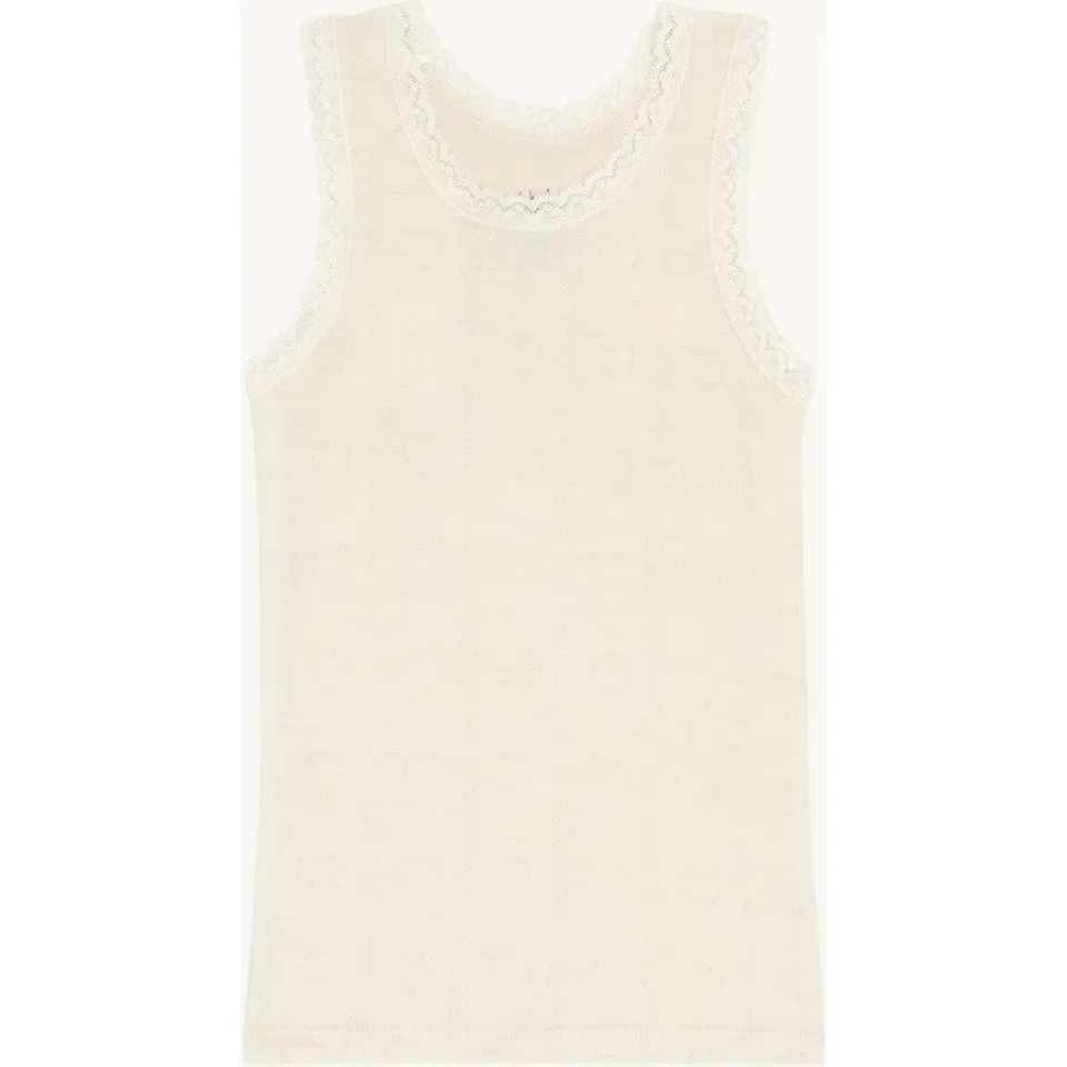 Hust & Claire Faith Pointelle top ivory uld bambus