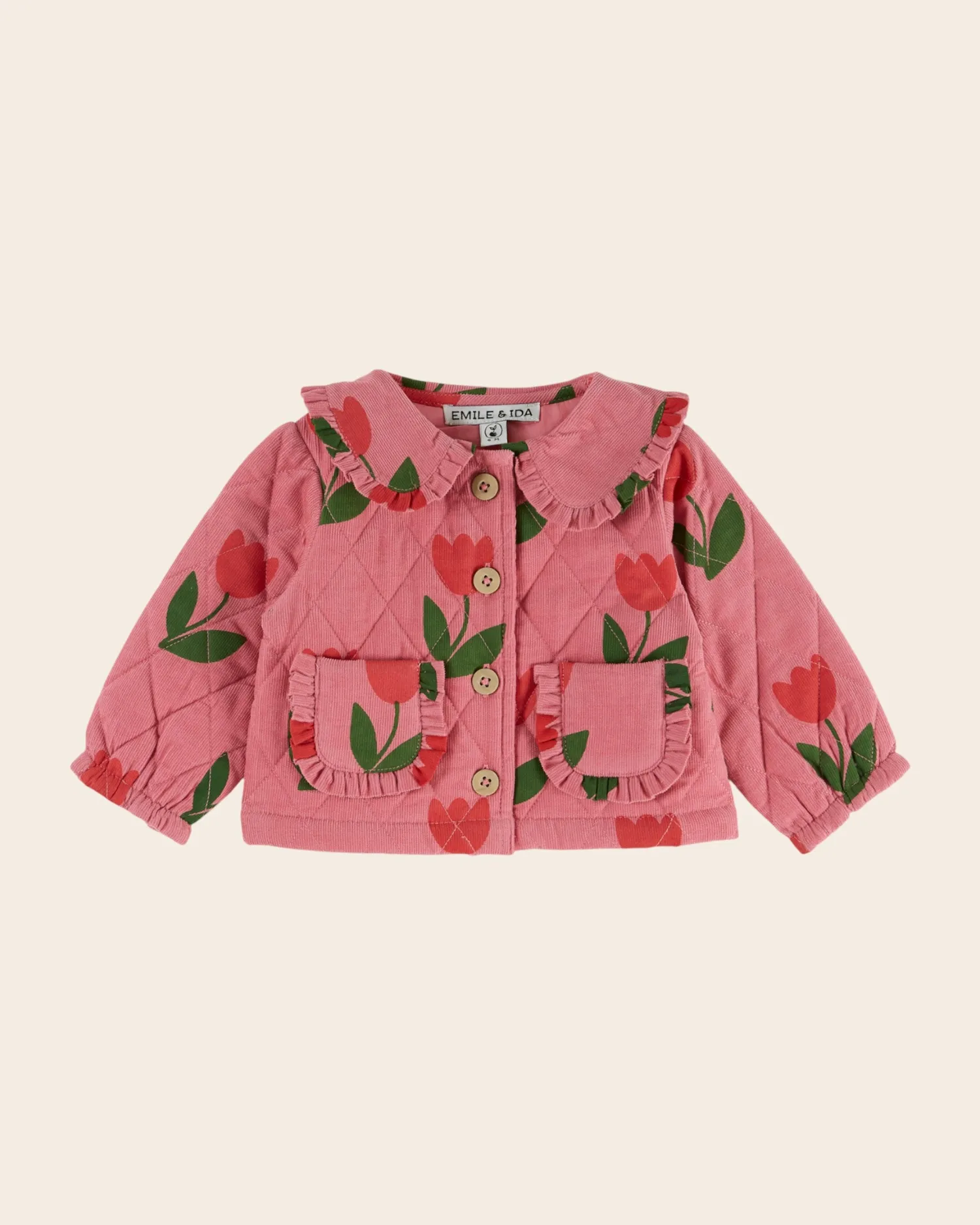 Emile et Ida Grande Tulipe quiltet jakke rosa velour