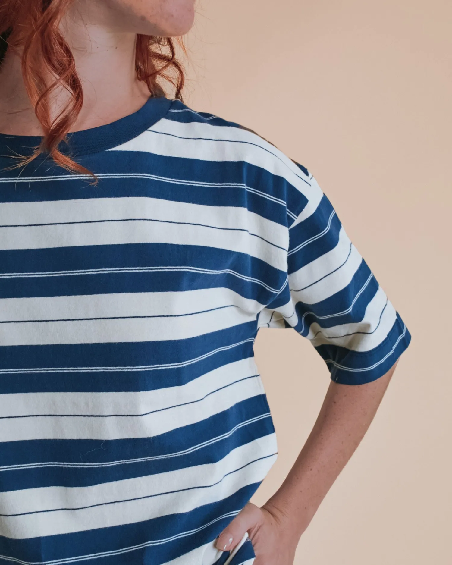 Emile et Ida Eddy t-shirt oversize blå stribet øko