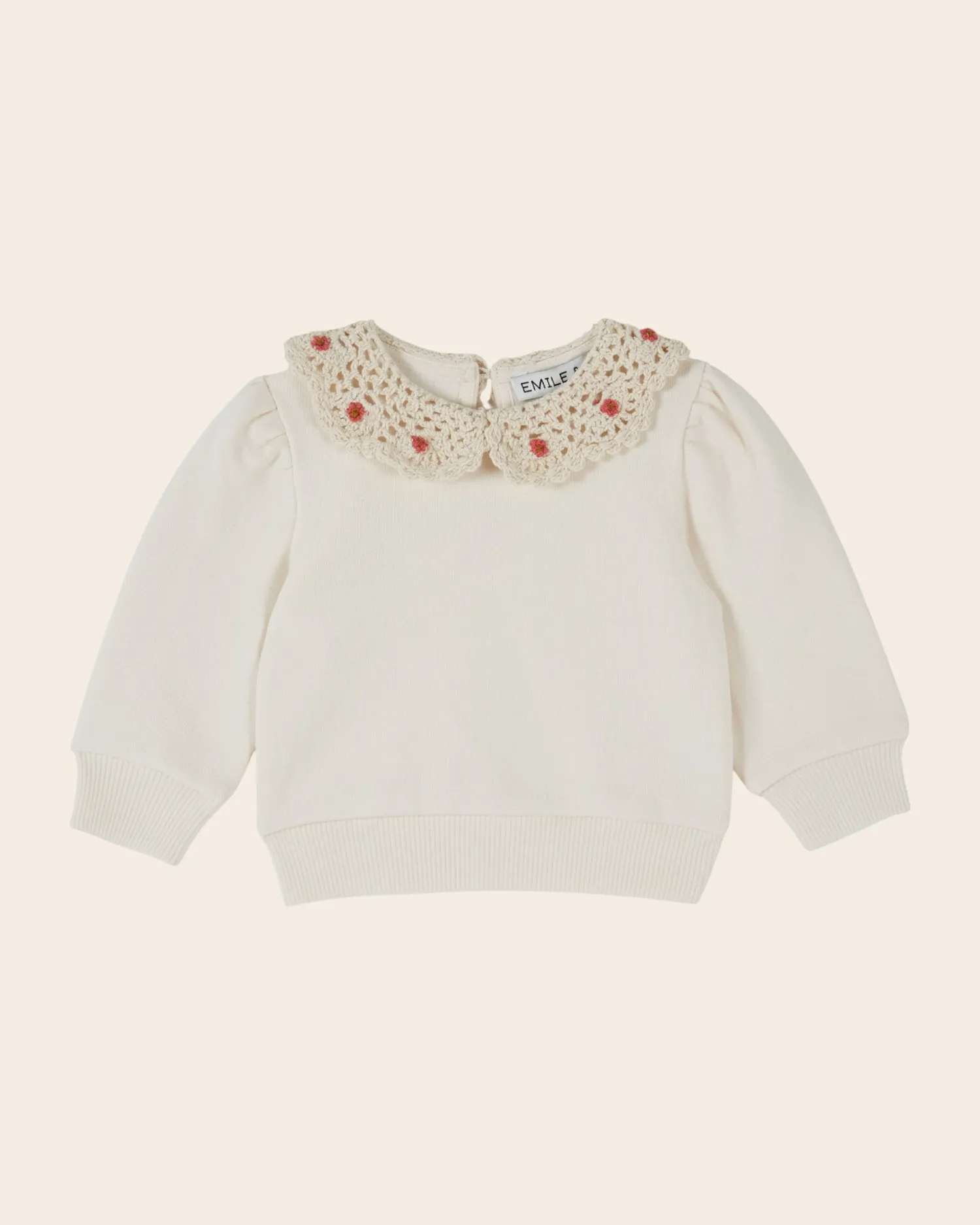 Emile et Ida Col Crochet sweatshirt ecru økologisk bomuld