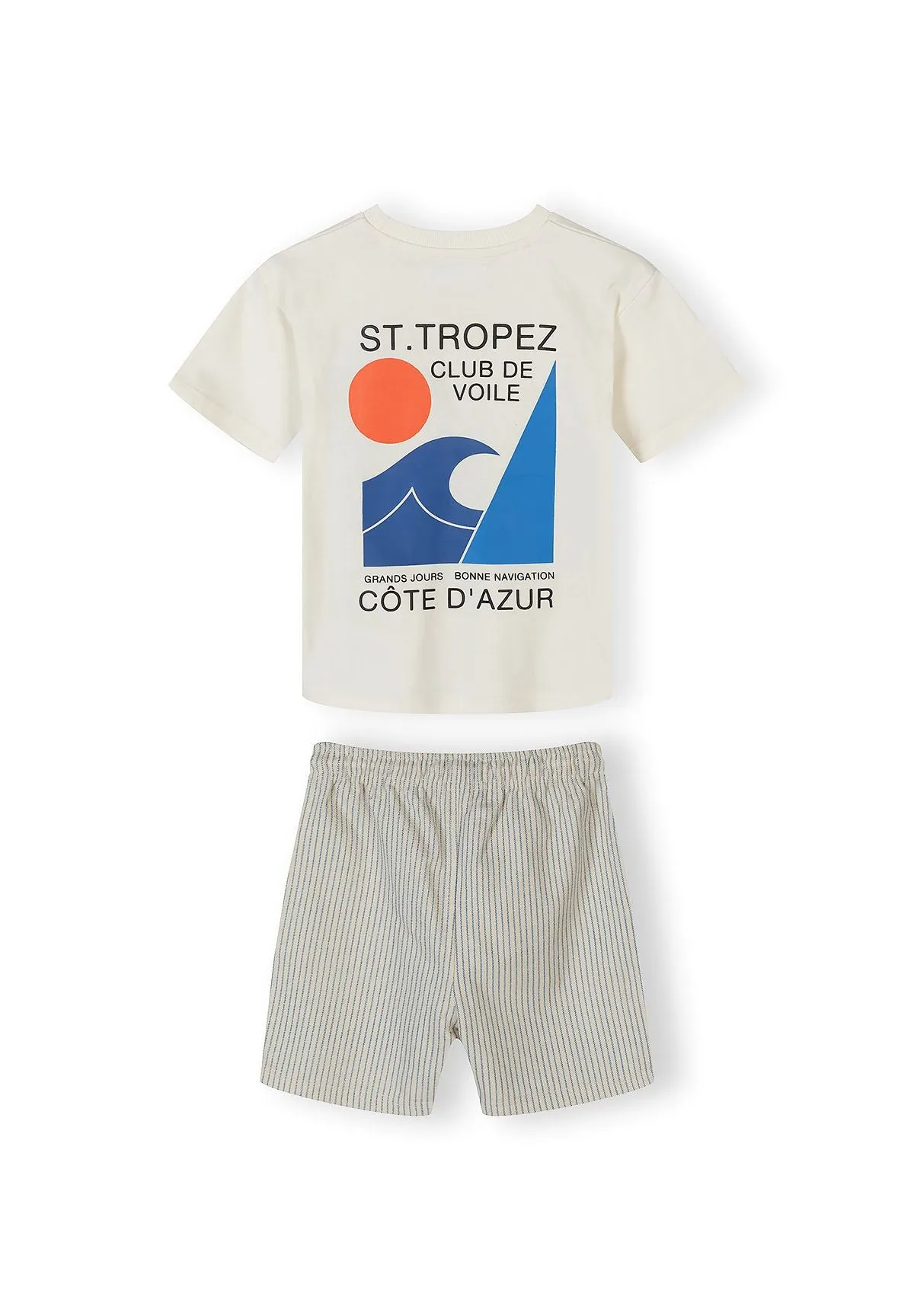 Minoti 44696 shortsæt til drenge creme sejlprint