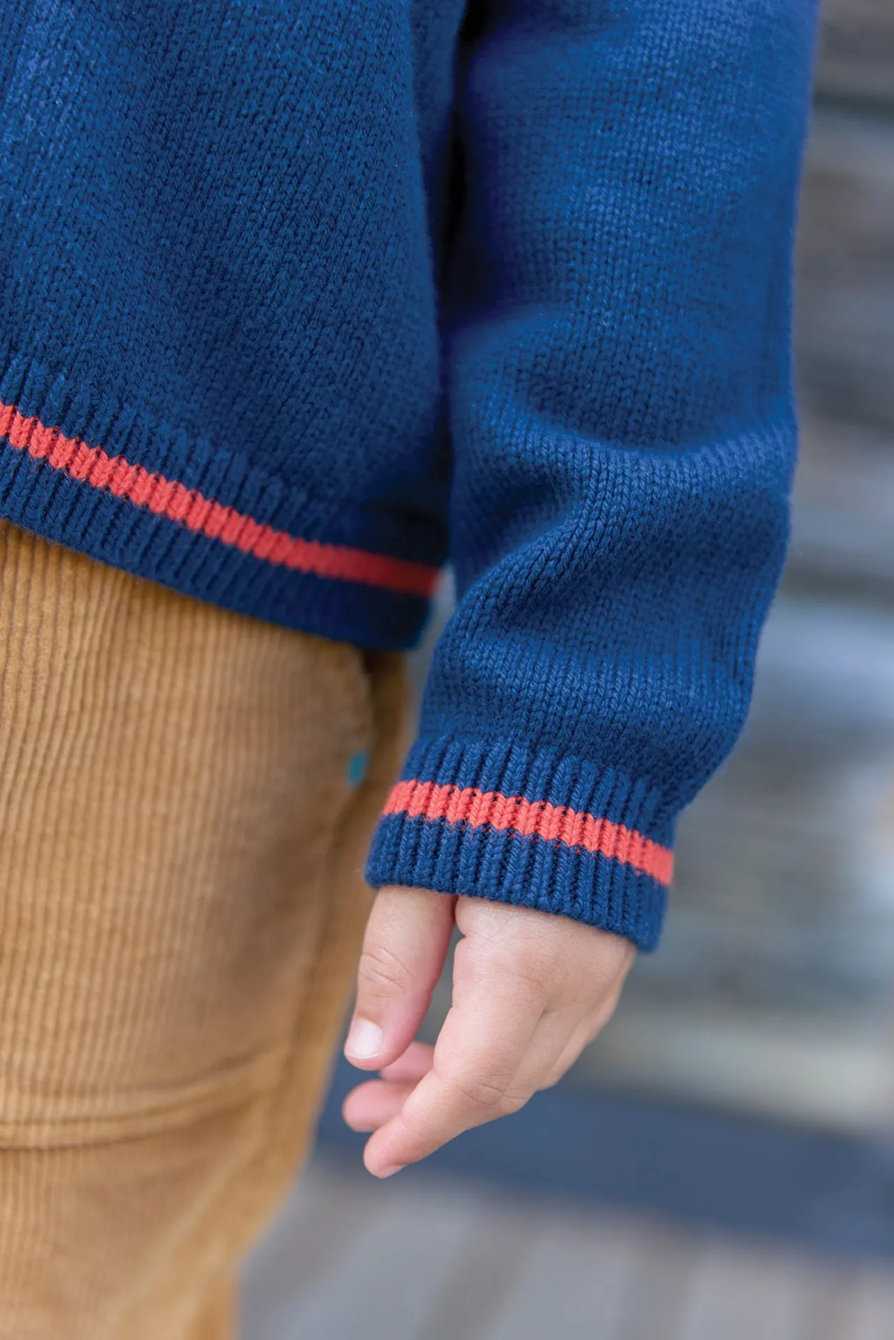 Bonton Hubert cardigan blå rib dreng
