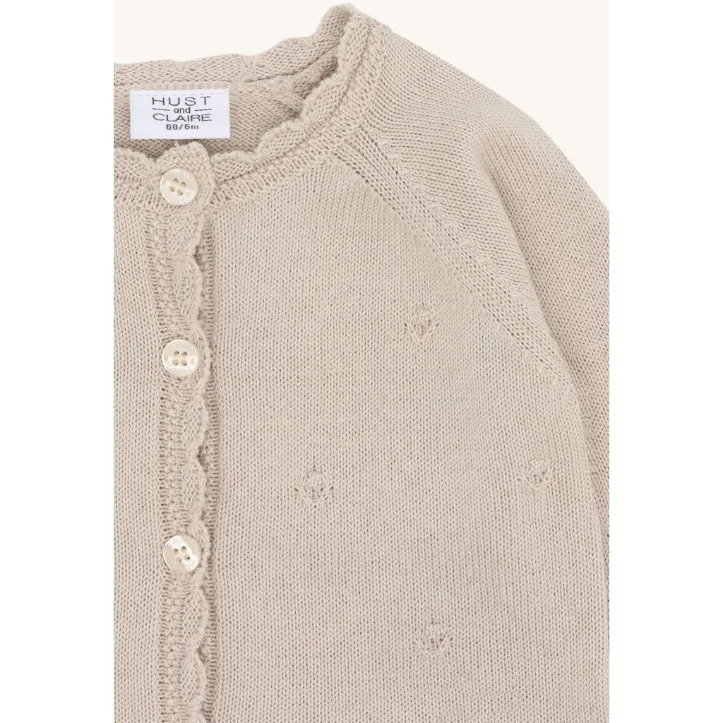 Hust & Claire HCCilja Pointelle cardigan Kit bomuld