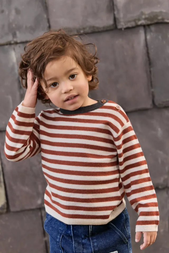 Bonton Pepito Nuts striktrøje stribet beige 3M-3Å