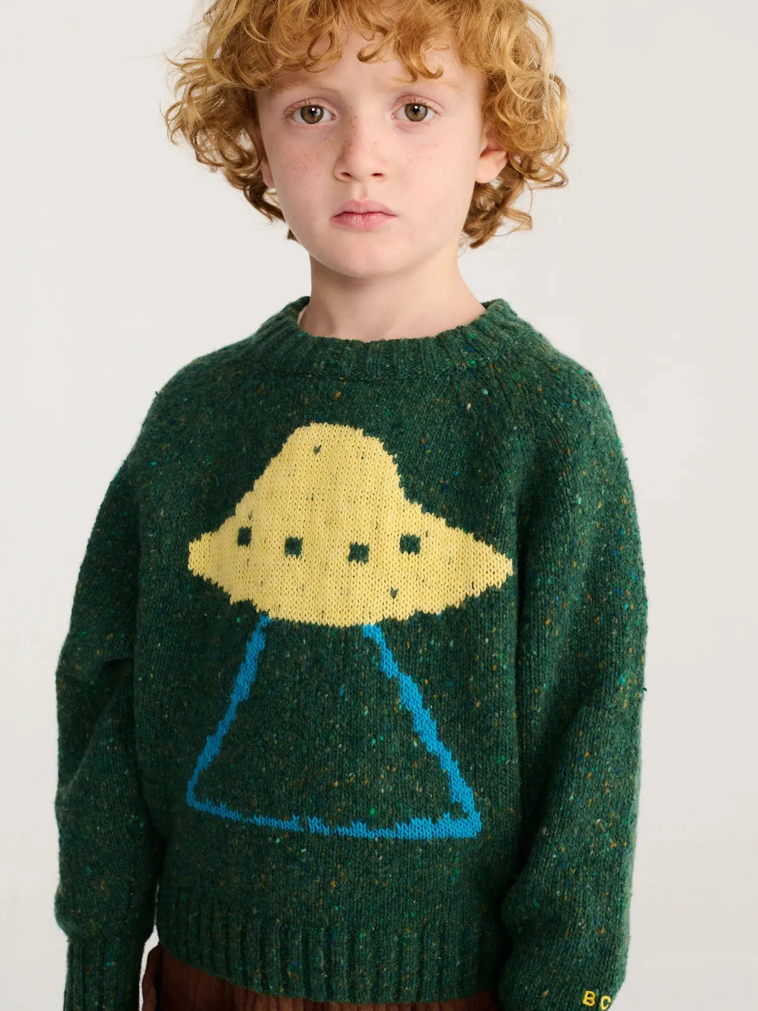 Bobo Choses Pixel Abduction striktrøje mørkegrøn uld