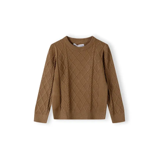Minoti 43909 drengepullover cognac kabelstrik