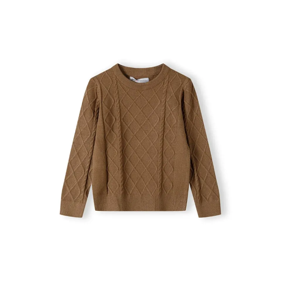 Minoti 43909 drengepullover cognac kabelstrik