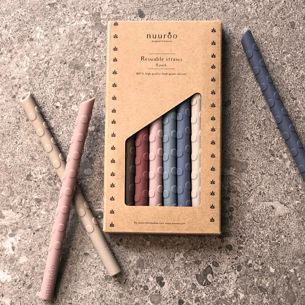 nuuroo Ada sugerør 8 stk Color mix silikone