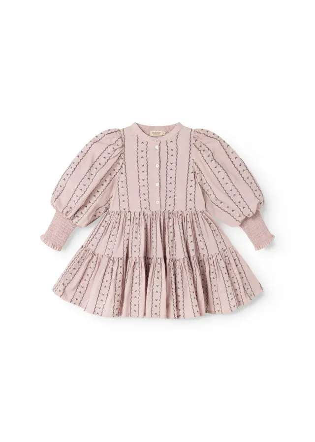 MarMar Dela kjole Dusty Purple Bloom broderi