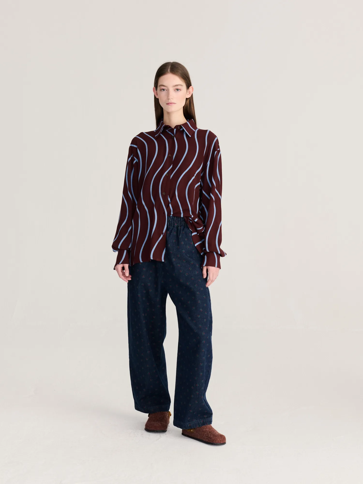 Bobo Choses Psicodelic Stripes skjorte S bordeaux viskose