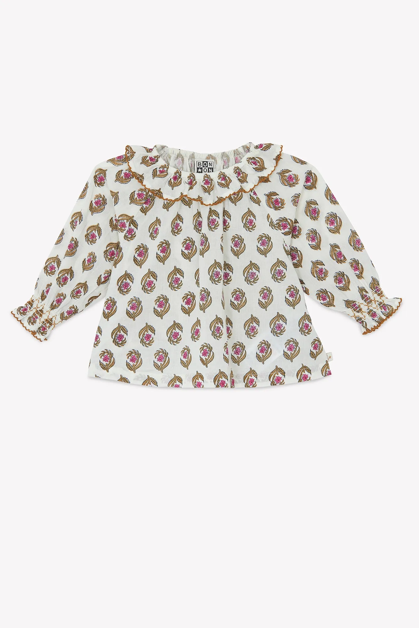 Bonton Solane Blockprint babybluse blomstret bomuld