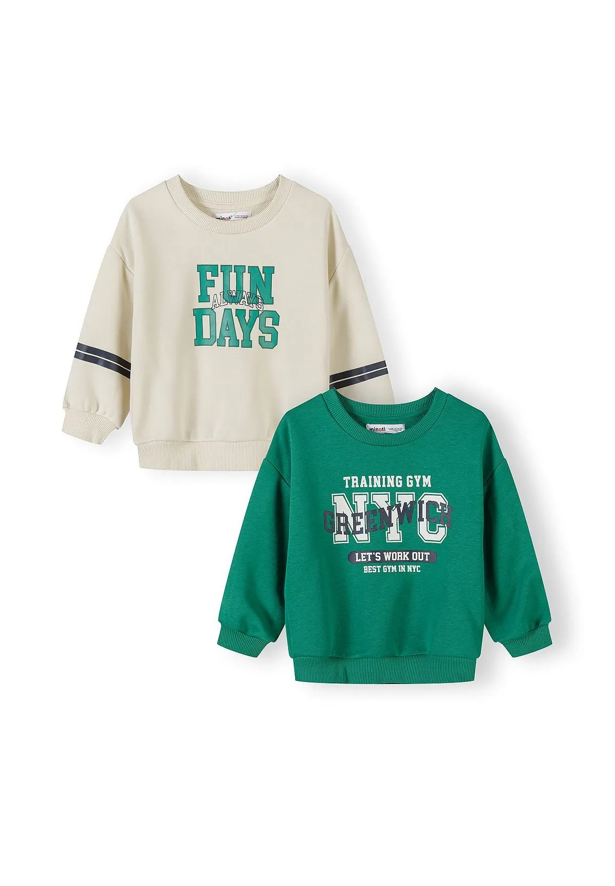Minoti 44762 sweatshirt 2-pak grøn creme til drenge