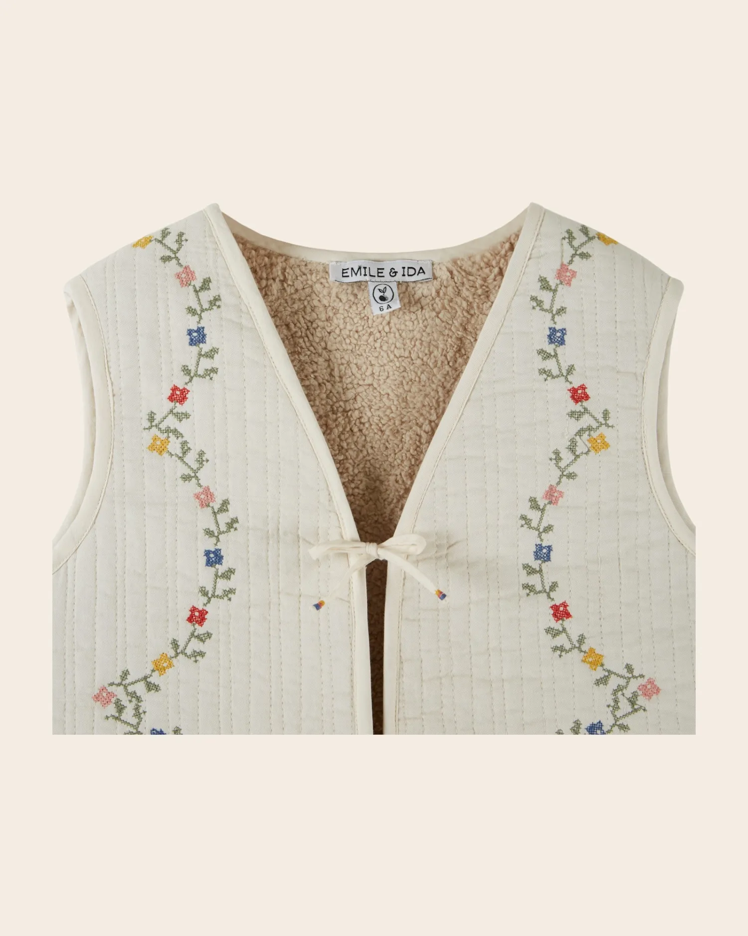 Emile et Ida Ecru vest creme quiltet pelsfoer
